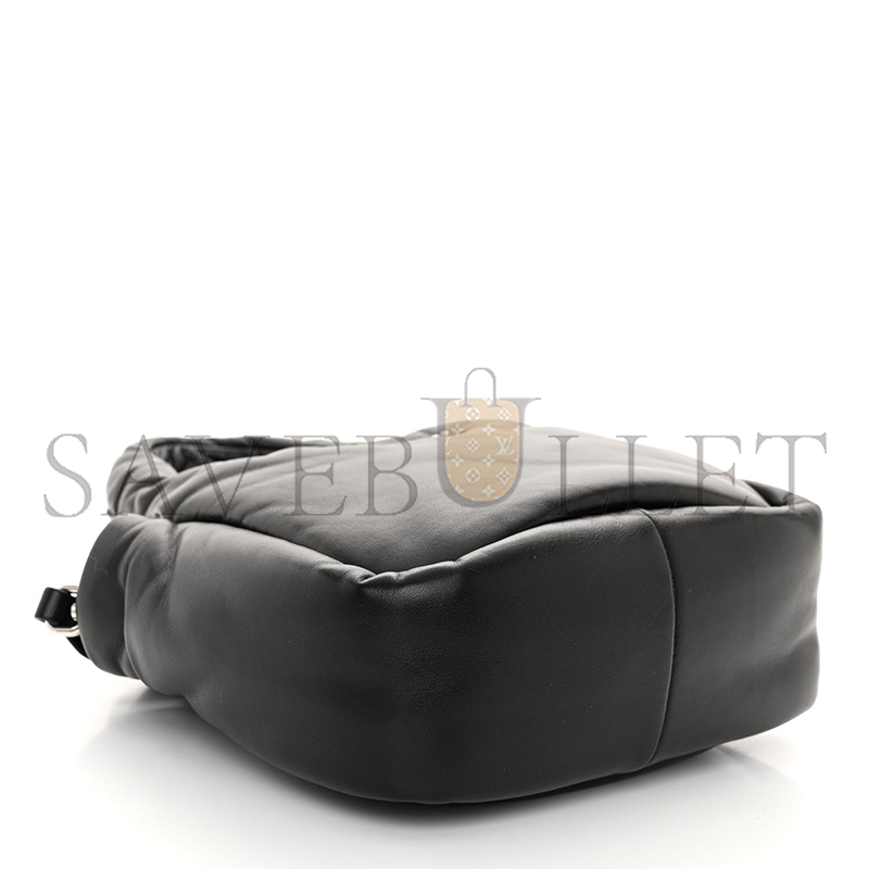 PRADA NAPPA SOFT PADDED SMALL DOUBLE HANDLED SHOULDER BAG BLACK 1BA359 (18*15.5*10cm)